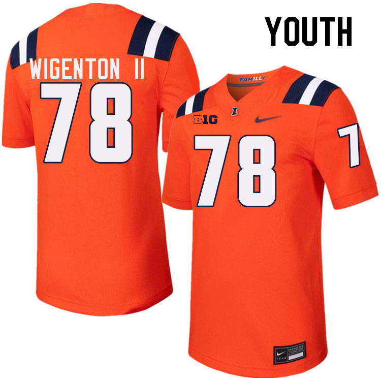 Youth #78 Kevin Wigenton II Illinois Fighting Illini College Football Jerseys Stitched-Orange